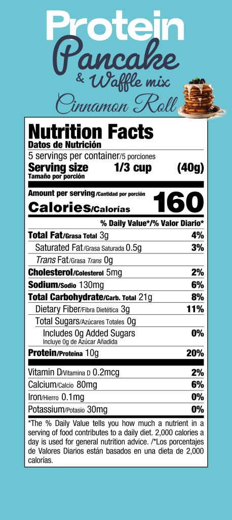 abla nutricional de la mezcla para panqueques con proteína whey de Urban Nutrition