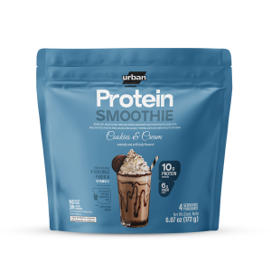 "Protein Smoothie Cookies & Cream, mezcla de alto valor biológico, fibra soluble y vitamina C, sabor a galletas con crema