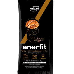 Sachet de Enerfit con proteína whey, café, MCT oil y enzimas digestivas, sin azúcar añadido
