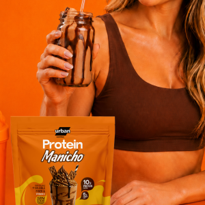 Protein Manicho Choco Shake en presentación de 200 g, bebida en polvo sabor chocolate con 10 g de proteína, fibra, prebióticos y vitamina C
